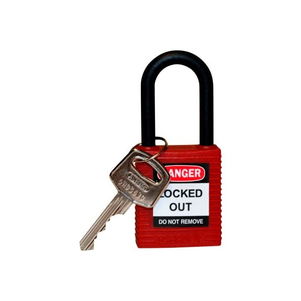 Brady Brady 123324 Safety Padlock With Label, Nylon Shackle, Nylon, Red 123324 - main